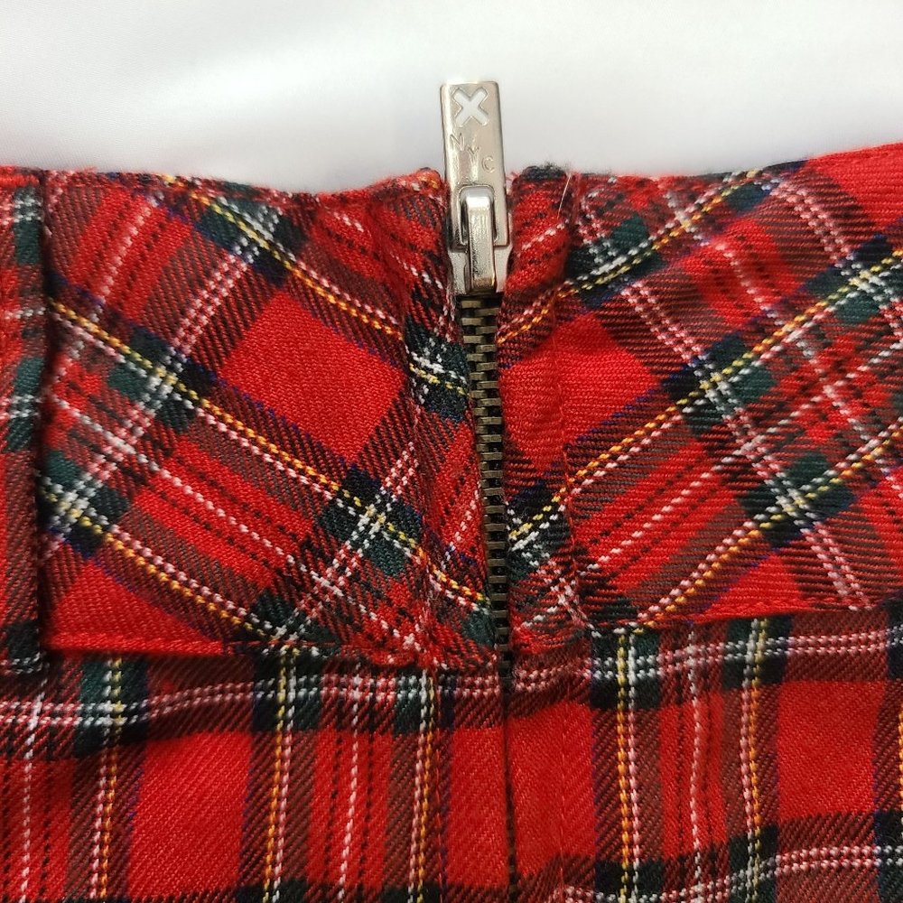 Vintage Tripp NYC Plaid Pleated Mini Skirt, Womens, Safety Pin Pleats, Size XS - Picture 6 of 6